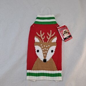 Simply Dog Christmas Sweater Size S Reindeer Red Multi